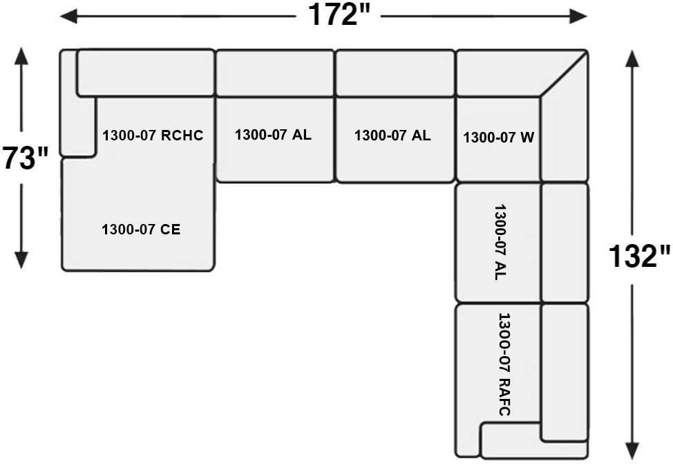 1300-07 Option 8 Sectional Grey - Image 2