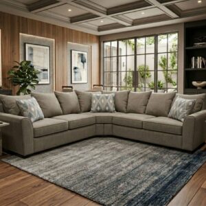 2210 Utah Khaki sectional sofa with neutral fabric upholstery and modern design