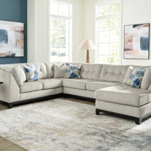 Large contemporary cream sectional sofa with tufted cushions and spacious chaise lounge