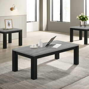Theo 3 piece cocktail table set with grey finish and black legs
