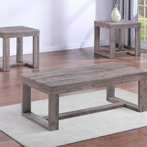Knott cocktail table set with rustic wood and open frame design