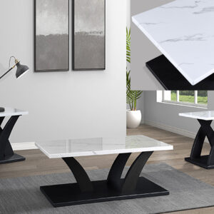 Zion 3-piece cocktail table set with faux marble top and black base