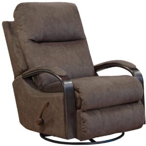 4703 Nile Chocolate swivel glider recliner in suede-like fabric with soft cushioning and manual reclining function
