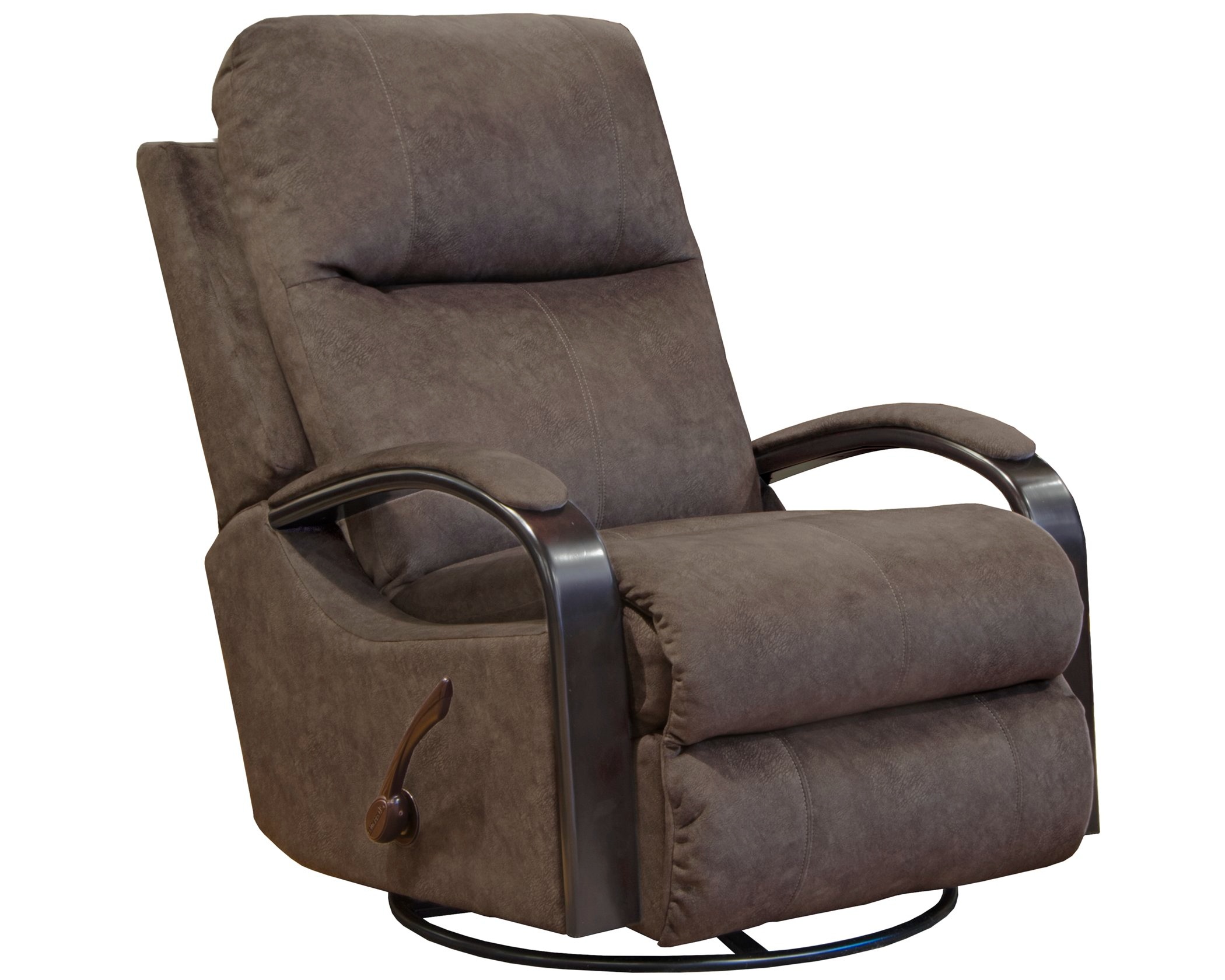 4703 Nile Chocolate swivel glider recliner in suede-like fabric with soft cushioning and manual reclining function