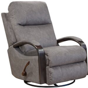 4703 Nile Graphite swivel glider recliner in suede-like fabric with plush cushioning and manual reclining function
