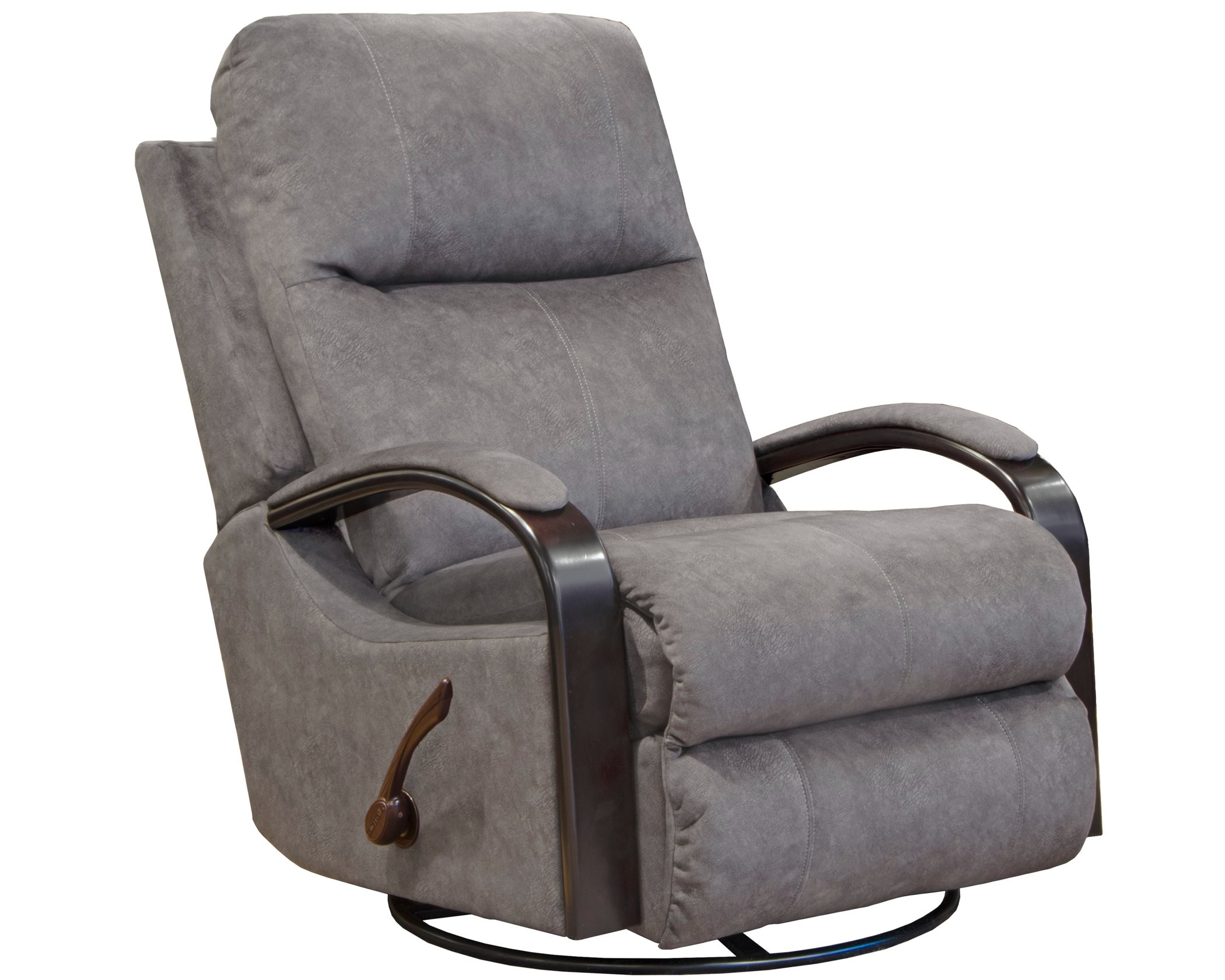 4703 Nile Graphite swivel glider recliner in suede-like fabric with plush cushioning and manual reclining function