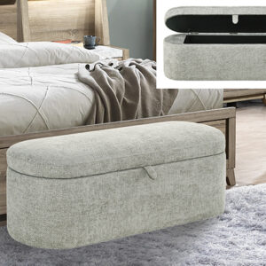 Philipa light grey tweed storage bench with lift-top hidden storage