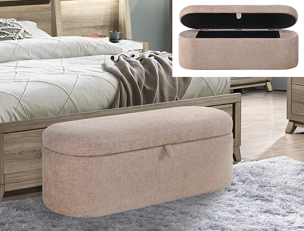 Philipa mauve tweed storage bench with lift-top hidden storage