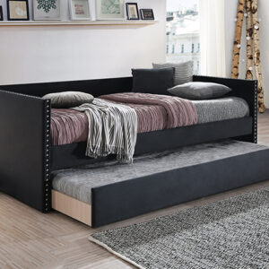 SADIE black velvet daybed with trundle and nailhead trim