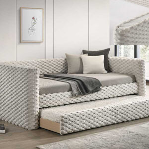 BRIELLE textured upholstered daybed with pull-out trundle