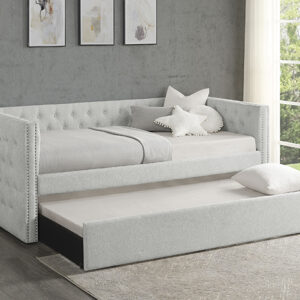 TRINA dove gray upholstered daybed with trundle