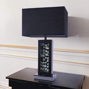 Modern black LED accent table lamp with illuminated interior