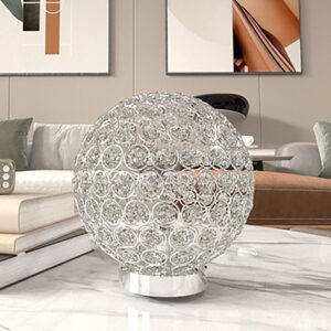 Crystal globe table lamp with chrome base