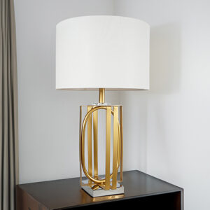 Modern gold table lamp with fabric shade