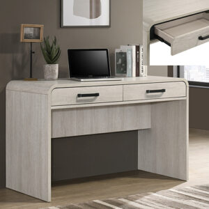 Modern writing desk with two drawers in light wood finish