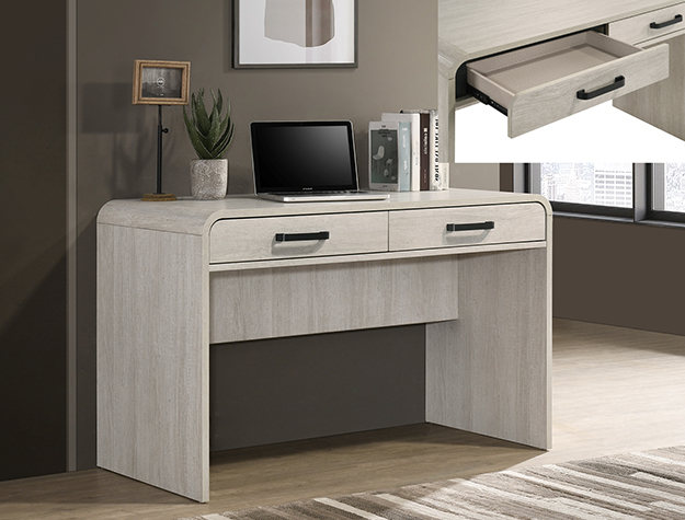 Modern writing desk with two drawers in light wood finish