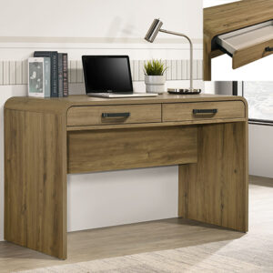 Light brown modern writing desk with two drawers