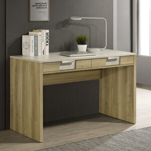 Driftwood finish writing desk with storage drawers