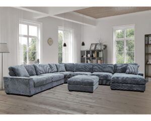 U8540 Arizona Charcoal sectional sofa with chaise and ottoman in modern charcoal fabric