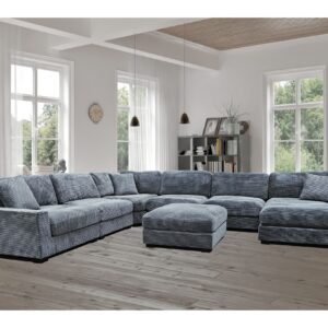 U8540 Arizona Charcoal sectional sofa with chaise and ottoman in modern charcoal fabric