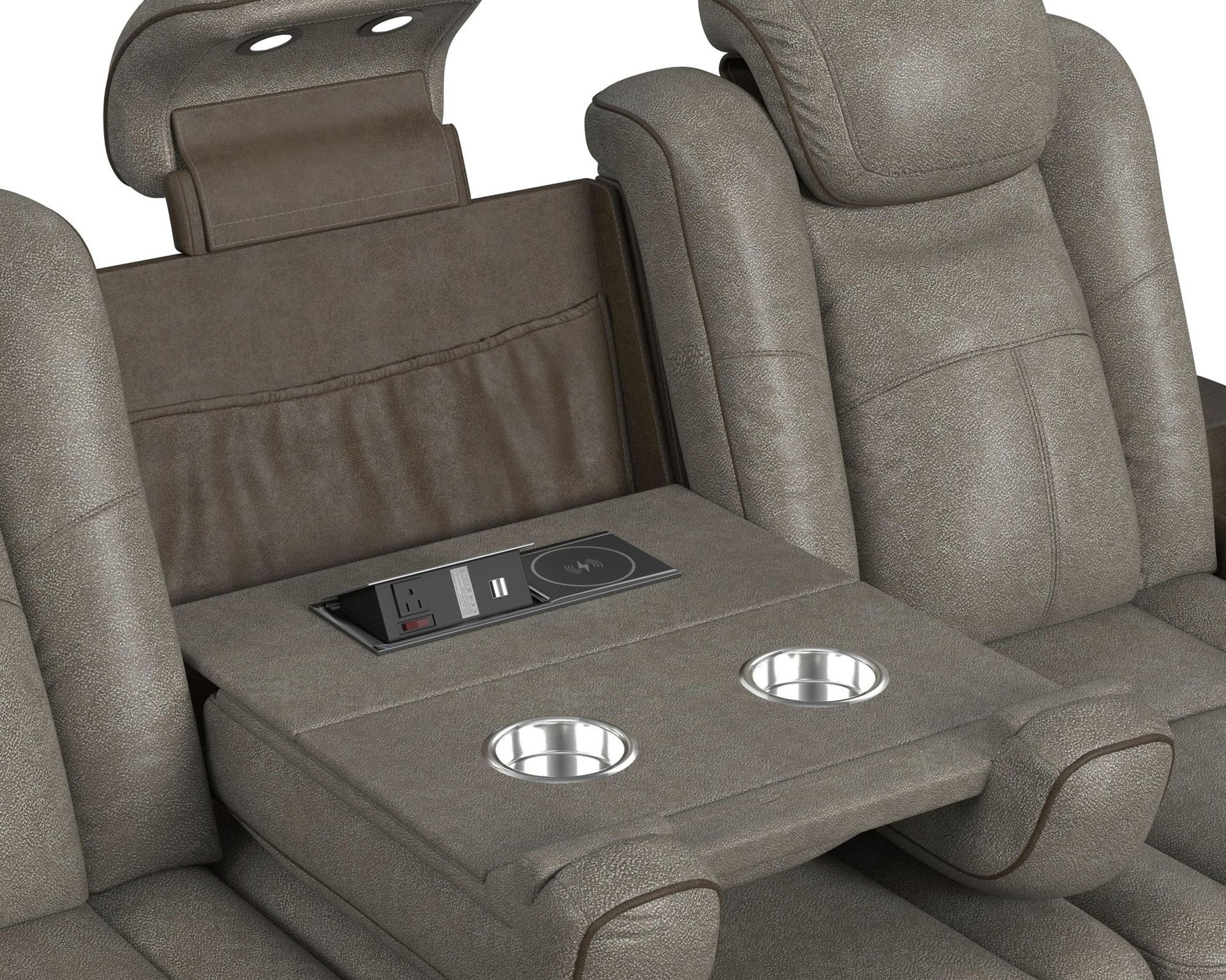 Lantana Brown/Grey Reclining Sofa & Loveseat Set - Image 4