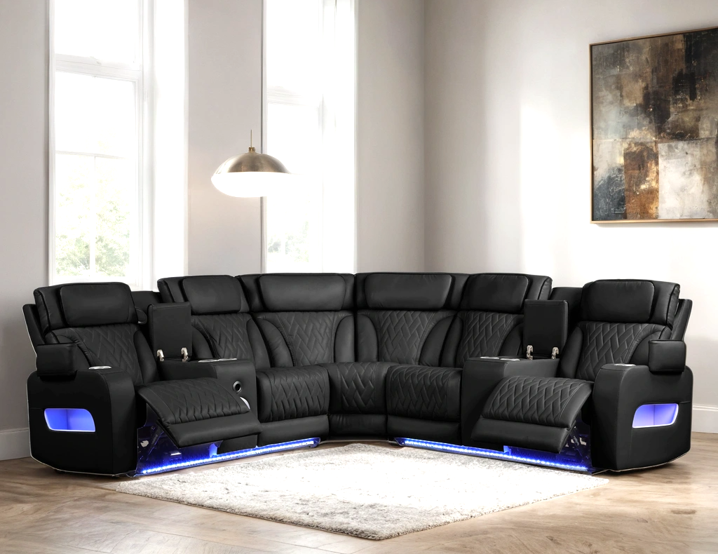 black power reclining sectional with headrest